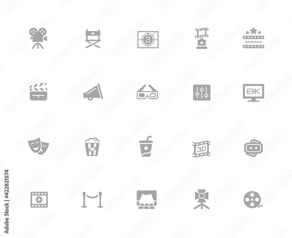 Film Industry and Theater Icons // 32 pixels Icons White Series - Vector icons designed to work in a 32 pixel grid