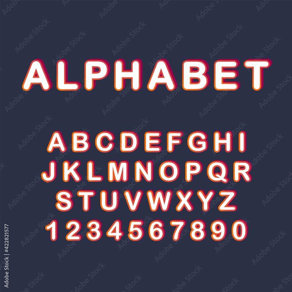 Color line abstract Alphabet letter ABC font. 3d typography vector illustration symbol. Color line abstract Alphabet letter ABC font. 3d typography vector illustration symbol.