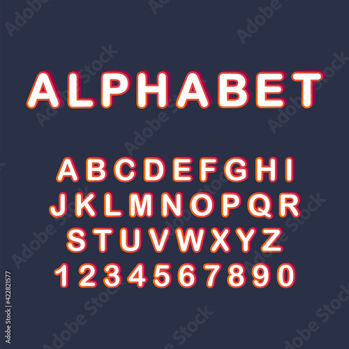 Color line abstract Alphabet letter ABC font. 3d typography vector illustration symbol.