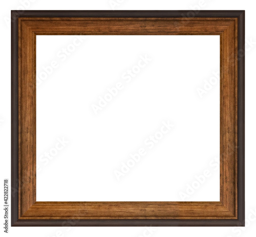 Old vintage wooden brown frame isolated on a white background