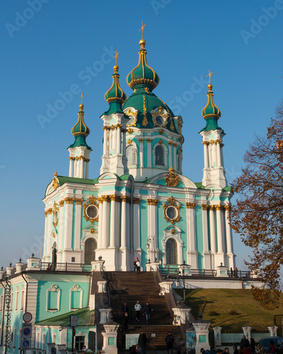 in Kiev, capital oUKRAINE - NOVEMBER 10, 2018: Orthodox cathedral of St. Andrey. photo