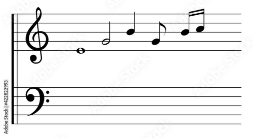 Music staff template. Vector illustration isolated on white