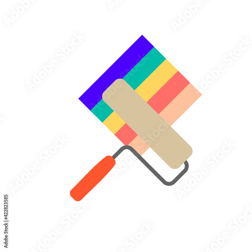 Paint roller. Renovation symbol. Home repair, finishing works. Vector illustration isolated on white
