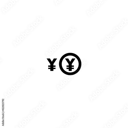 Black icon of money sign, yen currency, yuan currency. Vector illustration eps 10