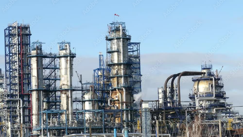 Oil refinery in Kaotna-Moscow against the background of the bare sky Oil refinery in Kaotna-Moscow against the background of the bare sky