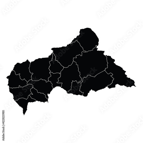 Central African Republic country map vector with regional areas