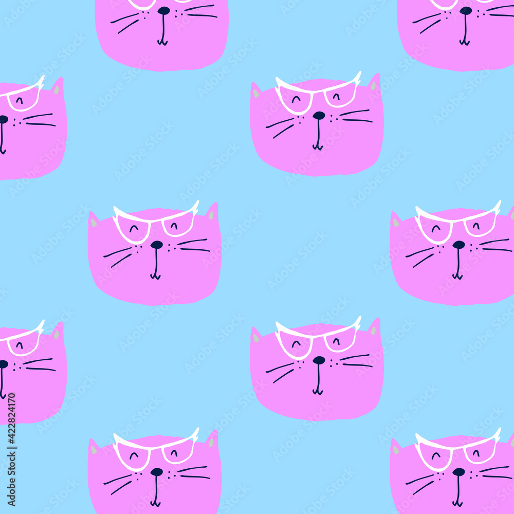 Cute baby Cat pattern vector illustration.