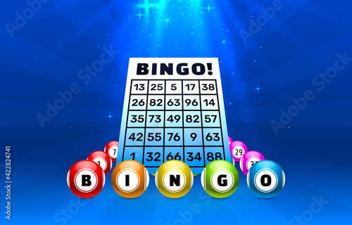Bingo game, balls with numbers, on a colored background. Vectors