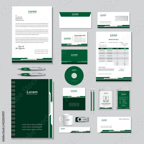 corporate identity template with digital elements. Vector company style for brand book and guideline.	