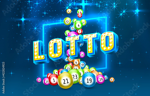 lottery game, balls with numbers, on a colored background. Vectors
