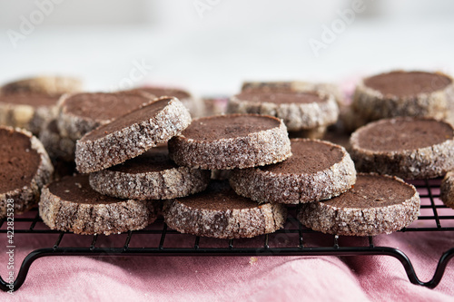 Chocolate french diamond cookies or diamant sable cookies.
