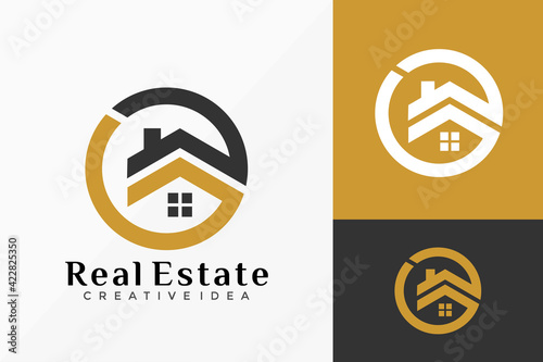 Circle Real Estate Logo Vector Design. Abstract emblem, designs concept, logos, logotype element for template.