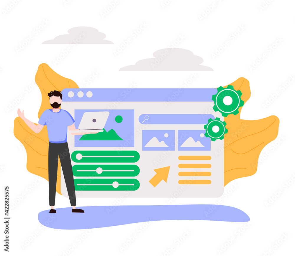 Fototapeta premium Back end development abstract concept vector illustration. Software development process, computer application, program code, programming language. Writing API and interface code abstract metaphor.