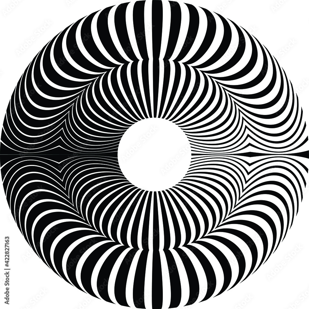 Black halftone dots in vortex form. Geometric art. Trendy design element.Circular and radial lines volute, helix.Segmented circle with rotation.Radiating arc lines.Cochlear Black halftone dots in vortex form. Geometric art. Trendy design element.Circular and radial lines volute, helix.Segmented circle with rotation.Radiating arc lines.Cochlear