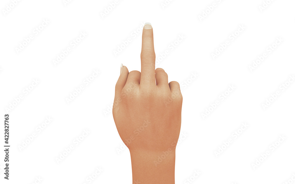 Unisex human hand shows middle finger. Closeup isolated on white background. no gender Unisex human hand shows middle finger. Closeup isolated on white background. no gender