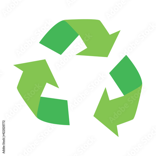 green recycling sign "Mobius loop". recycled raw materials. zero waste. principles of environmental friendliness. ecology. vector flat. isolated on white background