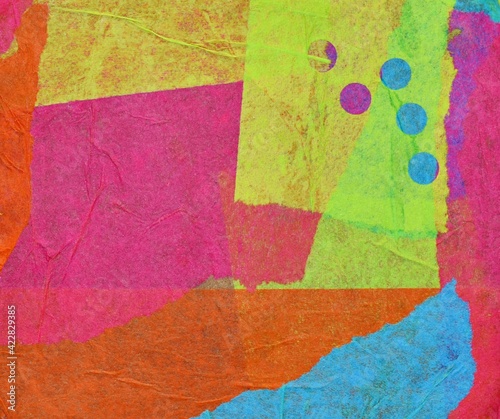 Abstract dots tissue paper mache art background