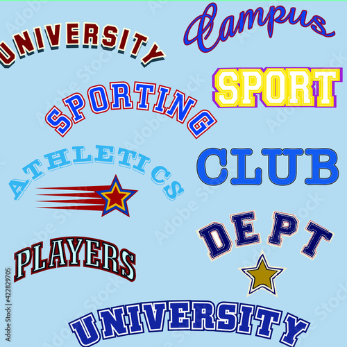 Vintage labels athletic sport typography, t-shirt graphics, vectors