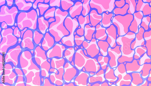 Swimming pool with ripples on pastel pink and blue water surface. Japanese anime pop style, Citypop and Vaporwave nostalgic aesthetics.