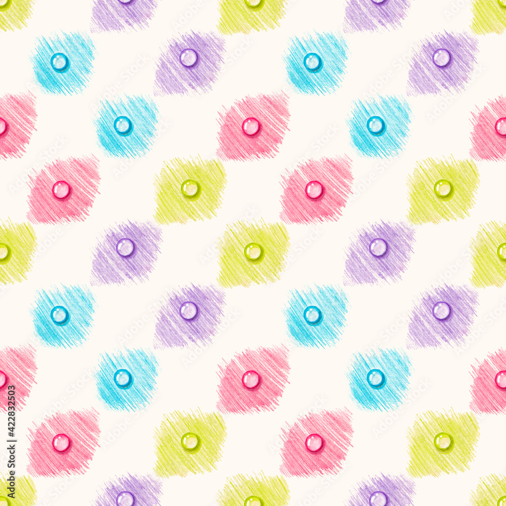 Seamless pattern of Drops drawn with colored pencils Seamless pattern of Drops drawn with colored pencils