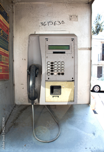 old card pay phone vandalized