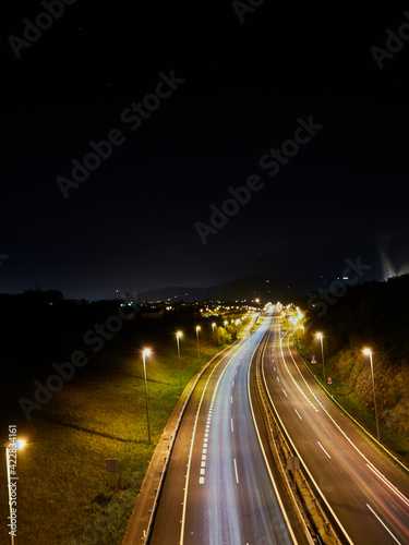 Larga de exposición nocturna en autovía Hernani Urnieta