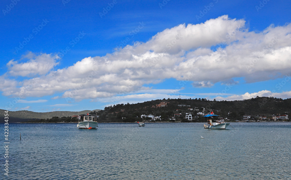 (Kıyıkıslacık -Milas -Turkey) In the village of Zeytinli Kuyu By the sea, boats in the sea