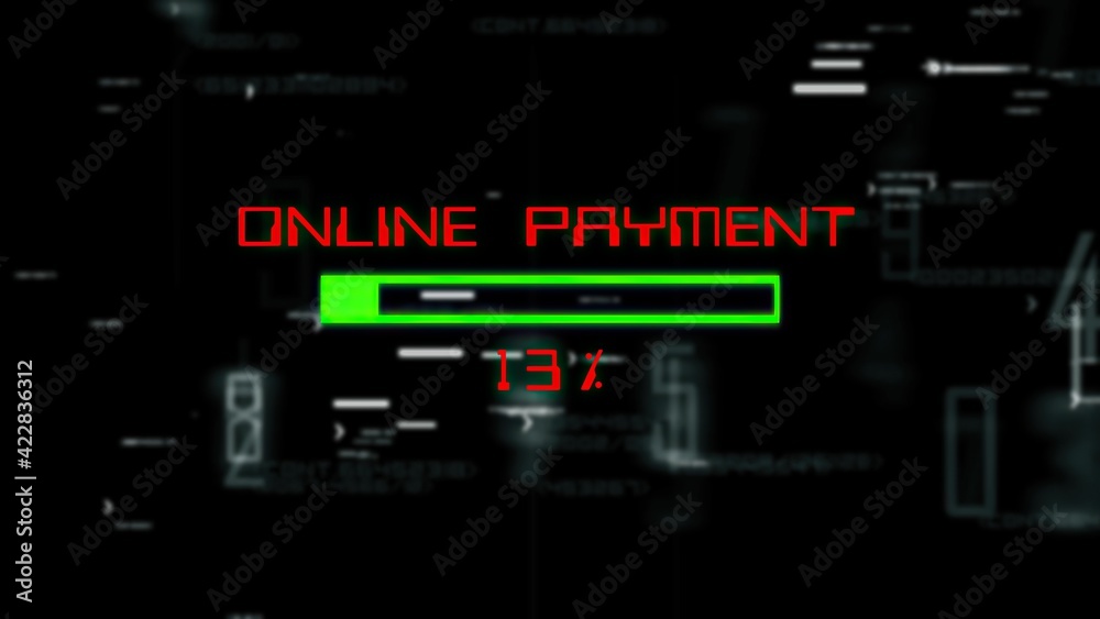 Online payment progress bar on digital background Online payment progress bar on digital background