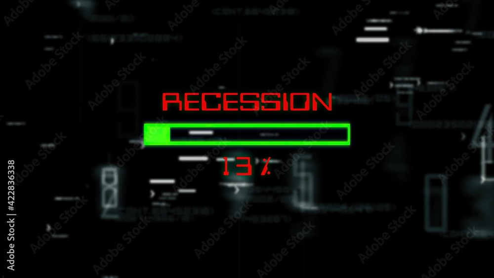 Recession progress bar on digital background