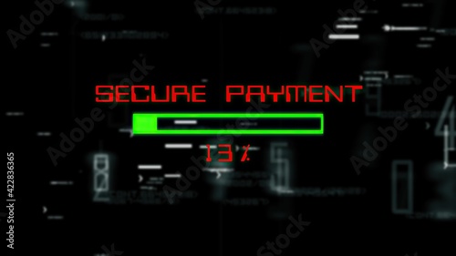 Secure payment data progress bar on digital background