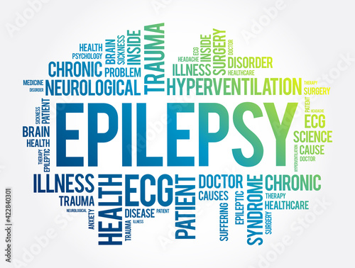 Epilepsy word cloud collage, health concept background