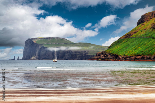 Tjornuvik beach on Streymoy island, Faroe Islands, Denmark. Landscape photography photo