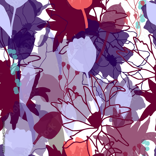 Seamless floral pattern with hand draw spring flower