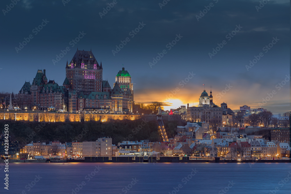 Sunset over the city of Quebec