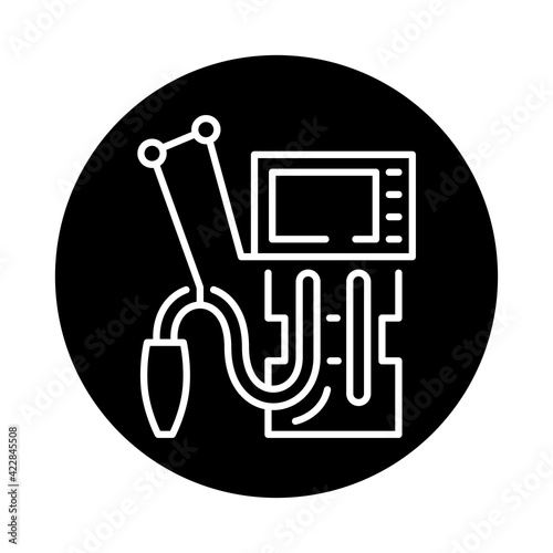 Artificial ventilation of the lungs color line icon. Editable stroke.