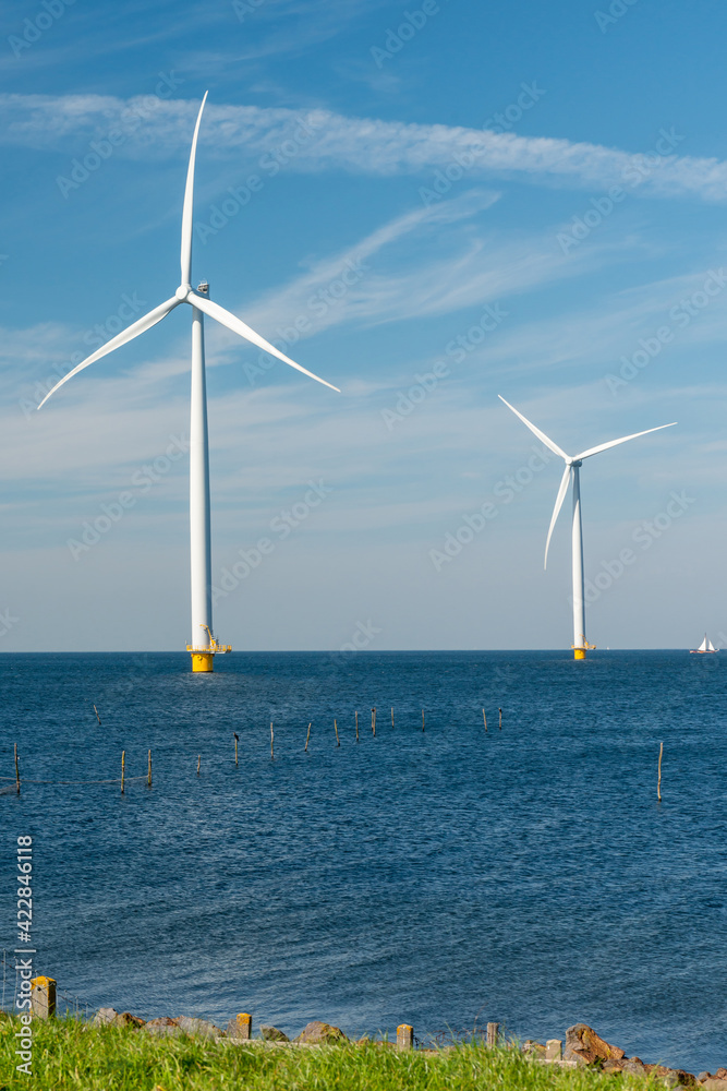 Wind turbines in the IJsselmeer near Urk Wind turbines in the IJsselmeer near Urk