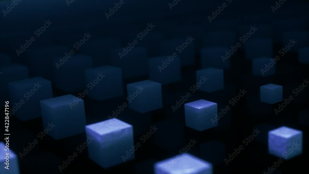 Animation Visualizing and Digitalizing Virtual Reality of Information, Data, Simulation, Quantum Super Computing, AI, Neural Networks, blockchain. Abstract 3d render, rotating cubes background Animation Visualizing and Digitalizing Virtual Reality of Information, Data, Simulation, Quantum Super Computing, AI, Neural Networks, blockchain. Abstract 3d render, rotating cubes background