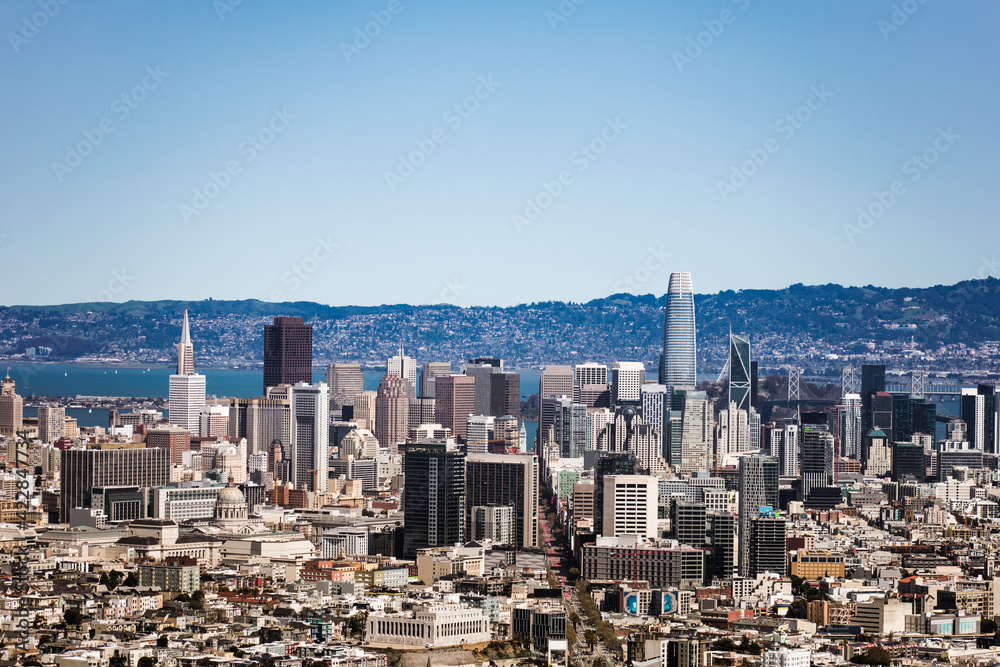 Fototapeta premium View of San Francisco city from Twin Peaks in San Francisco