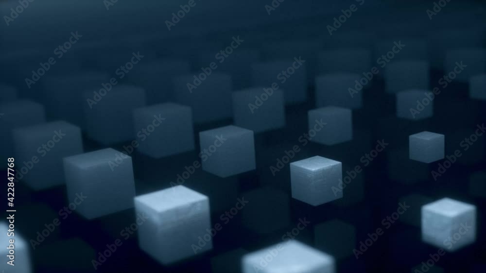 Animation Visualizing and Digitalizing Virtual Reality of Information, Data, Simulation, Quantum Super Computing, AI, Neural Networks, blockchain. Abstract 3d render, rotating cubes background Animation Visualizing and Digitalizing Virtual Reality of Information, Data, Simulation, Quantum Super Computing, AI, Neural Networks, blockchain. Abstract 3d render, rotating cubes background