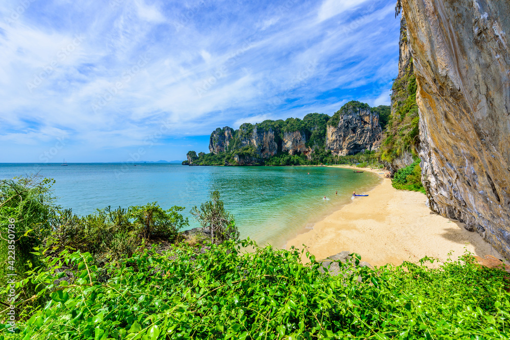 Tonsai beach  - about 5 minutes walk from Railay Beach - at Ao Nang - paradise coast scenery in Krabi province, Thailand - Tropical travel destination