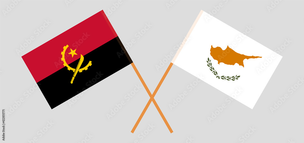 Crossed flags of Angola and Cyprus. Official colors. Correct proportion Crossed flags of Angola and Cyprus. Official colors. Correct proportion
