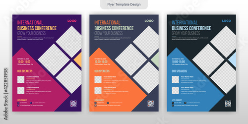 Creative Corporate & Business Conference Flyer Brochure Template Design, abstract business flyer, vector template design. Brochure design, cover, annual report, poster, flyer	 photo