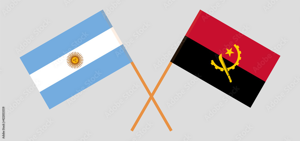Crossed flags of Argentina and Angola. Official colors. Correct proportion Crossed flags of Argentina and Angola. Official colors. Correct proportion