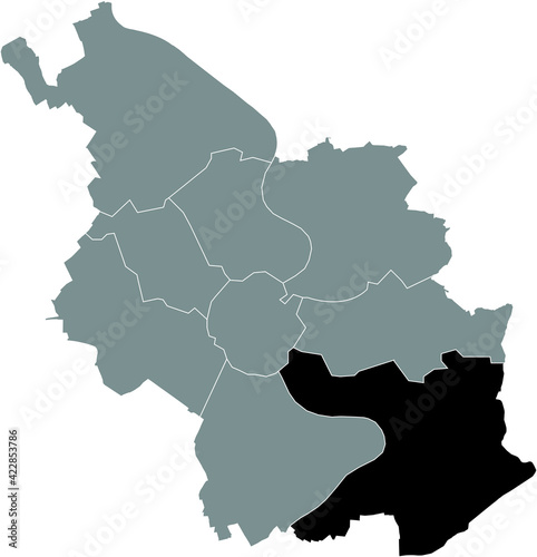 Black location map of the Kölner Porz district inside the German city of Cologne, Germany