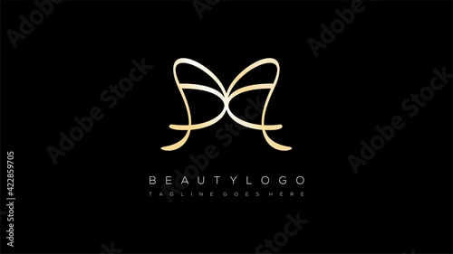 Letter m monoline logo. M butterfly logo. M luxury logo monoline 