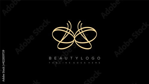 abstract butterlfy monoline logo design element. Letter M luxury logo