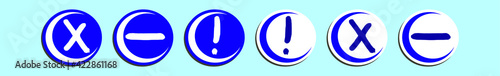 set of canceled cartoon icon design template with various models. vector illustration isolated on blue background