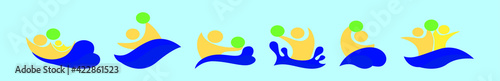 set of water polo sports logo cartoon icon design template with various models. vector illustration isolated on blue background