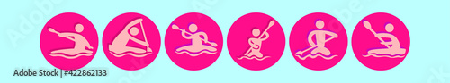 set of river rafting cartoon icon design template with various models. vector illustration isolated on blue background