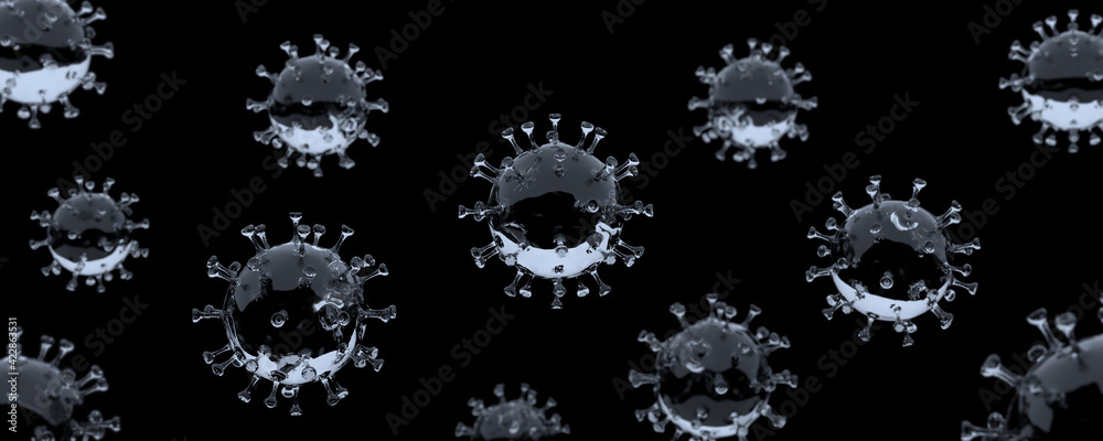 Corona Virus aus Glas auf schwarzem Hintergrund Corona Virus aus Glas auf schwarzem Hintergrund